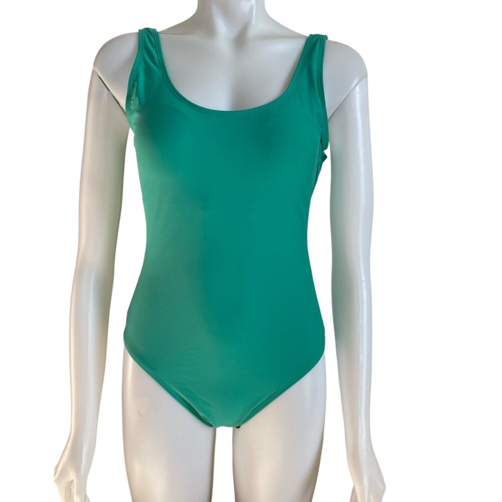 Nicole Miller Studio women's size medium sea green one piece scoop back swimsuit